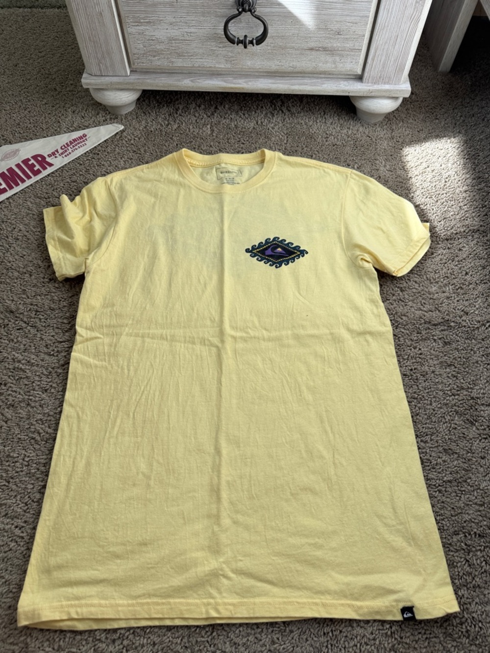 Quiksilver Pale Yellow Tee with Wave Eye Embroidery